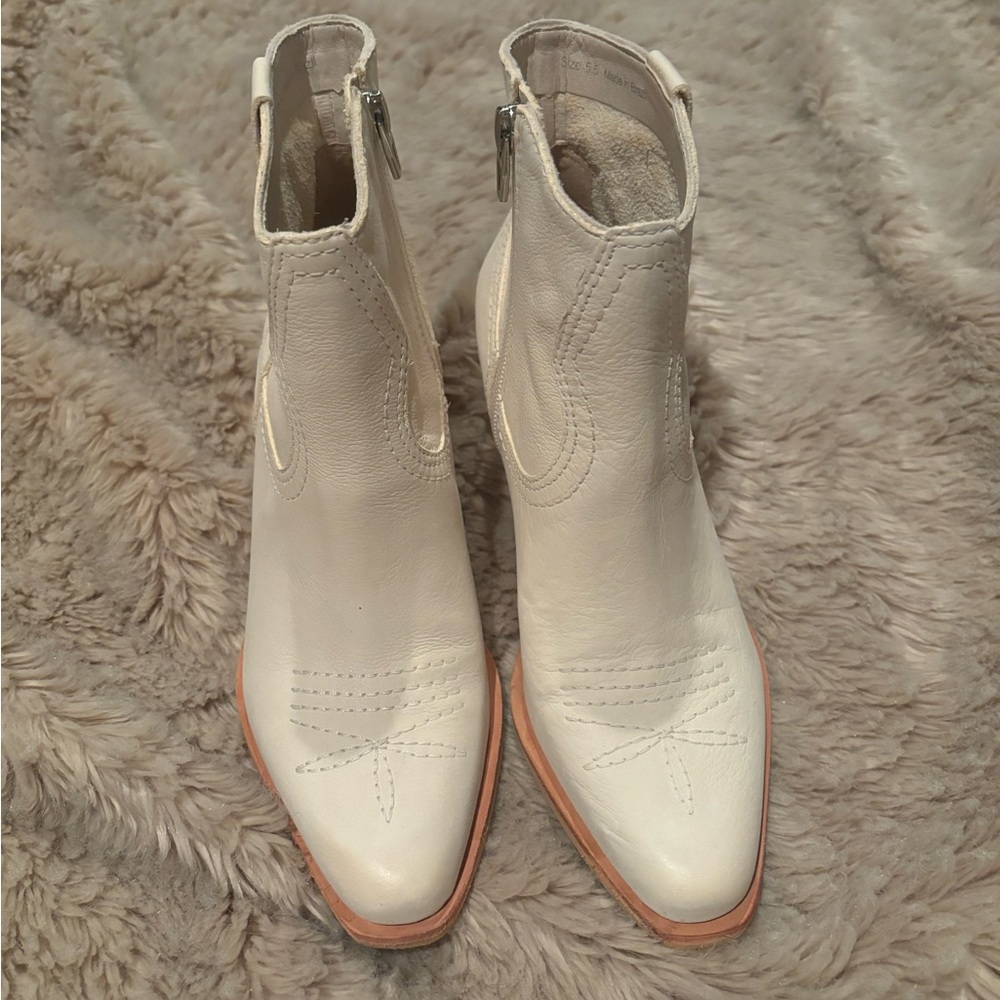Dolce Vita Selma Booties in Ivory Newbuck